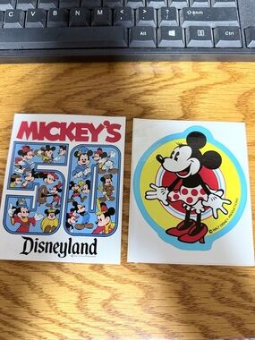 Disney Mickey 50th Anniversary Sticker Pair — Red, Blue, Yellow, Black